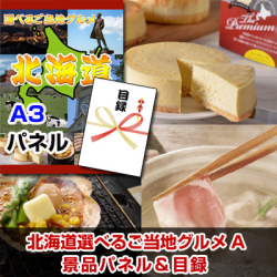 北海道選べるご当地グルメA 景品パネル&引換券付き目録