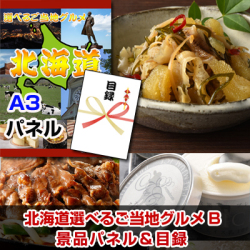 北海道選べるご当地グルメB 景品パネル&引換券付き目録