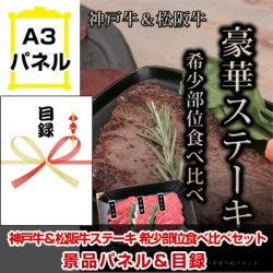神戸牛&松阪牛ステーキ 希少部位食べ比べセット景品パネル&引換券付き目録