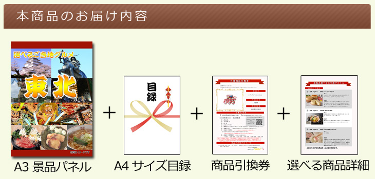 東北選べるご当地グルメA 景品パネル＆引換券付き目録 ビンゴ景品ハッピー